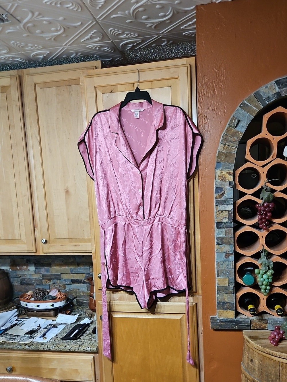 Victoria's Secret Pink Satin One Piece Sleep Pajamas Romper Pj